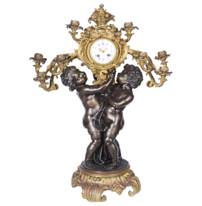 Large French 19th Century bronze cherub clock.
