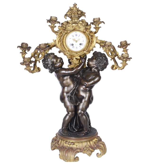 Large French 19th Century bronze cherub clock.
