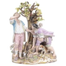 19th Century Meissen group 'Picking apples'