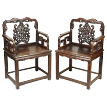 Pair of 19th Century Chinese Hardwood Armchairs