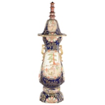 Large Masons iron stone pagoda lidded vase. 19th Century 150cm (59")