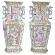 Pair good quality 19th Century Chinese Rose Medallion vases. 64cm/ 25" high