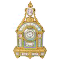 French Serves porcelian mantel clock