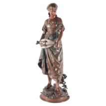 Eutrope Bouret bronze statue of Gypsy girl musician.