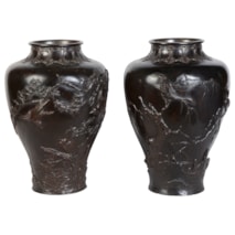 Pair Meiji period Japanese bronze vases,19th century