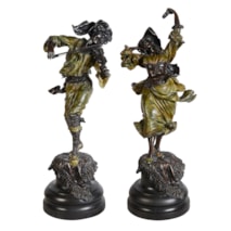 Pair of cold painted bronze Neapolitan dancers, 19th Century.