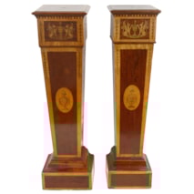 Pair 19th Century Classical inlaid pedestals, 120cm(47") high.