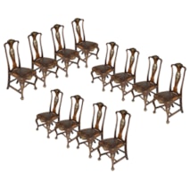 Set of twelve Portuguese 18th Century dining chairs.