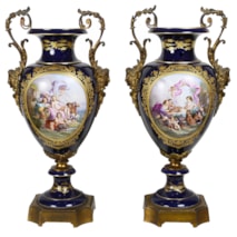 Large pair 19th Century Sevres style vases.