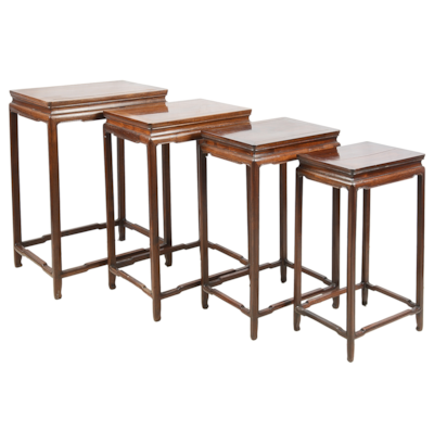 Nest of four Chinese hardwood tables, 1890. 