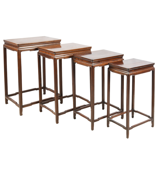Nest of four Chinese hardwood tables, 1890. 