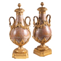 Pair 19th Century Louis XVI style marble vases