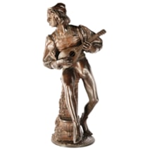 19th Century Bronze Statue of a Minstrel, Signed Paul Fournier
