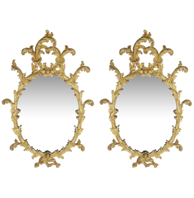 Pair Chippendale influenced wall mirrors, circa 1900