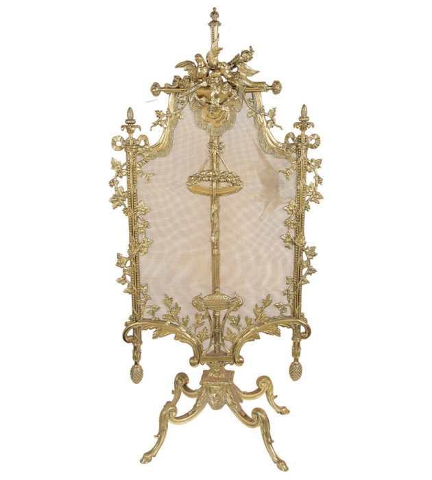 Louis XVI style ormolu fire screen, 19th Century