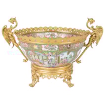 Chinese 19th Century Canton, Rose medallion bowl, ormolu mounted