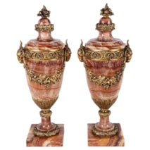 Pair of Louis XVI Style Marble Urns