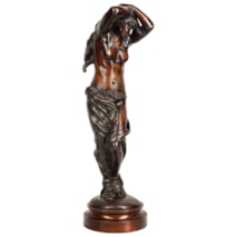 Classical semi nude bronze maiden, by Rousseau. 70cm(27.5")