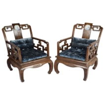 Rare Pair 19th Century Chinese hardwood arm chairs.