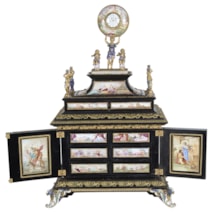 An impressive 19th Century Vienne  enamel table cabinet.