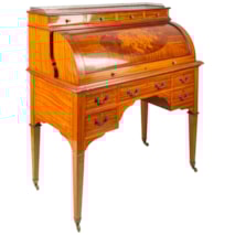 Sheraton revival cylinder bureau, circa 1890.