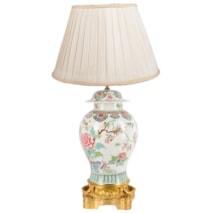 19th Century Samson Famille Rose style ormolu mounted vase / lamp.