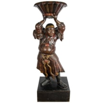 Large 19th Century Japanese Carved Wood Torcha