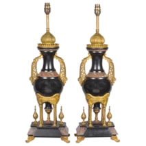 Pair Islamic influenced marble lamps, 19th Century.