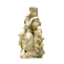 Classical C19th Alabaster statue of young Arab girl. 16"(40cm) high