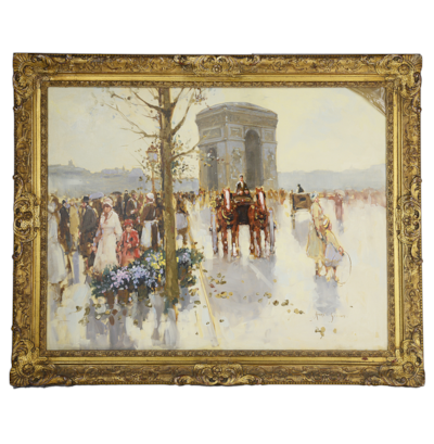 Andre Gisson oil on canvas of the Arc de Triomphe.