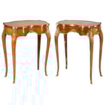 Pair Louis XVI style inlaid side tables, late 19th Century.