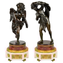 Pair Louis XVI style bronze cherub figures, 19th Century