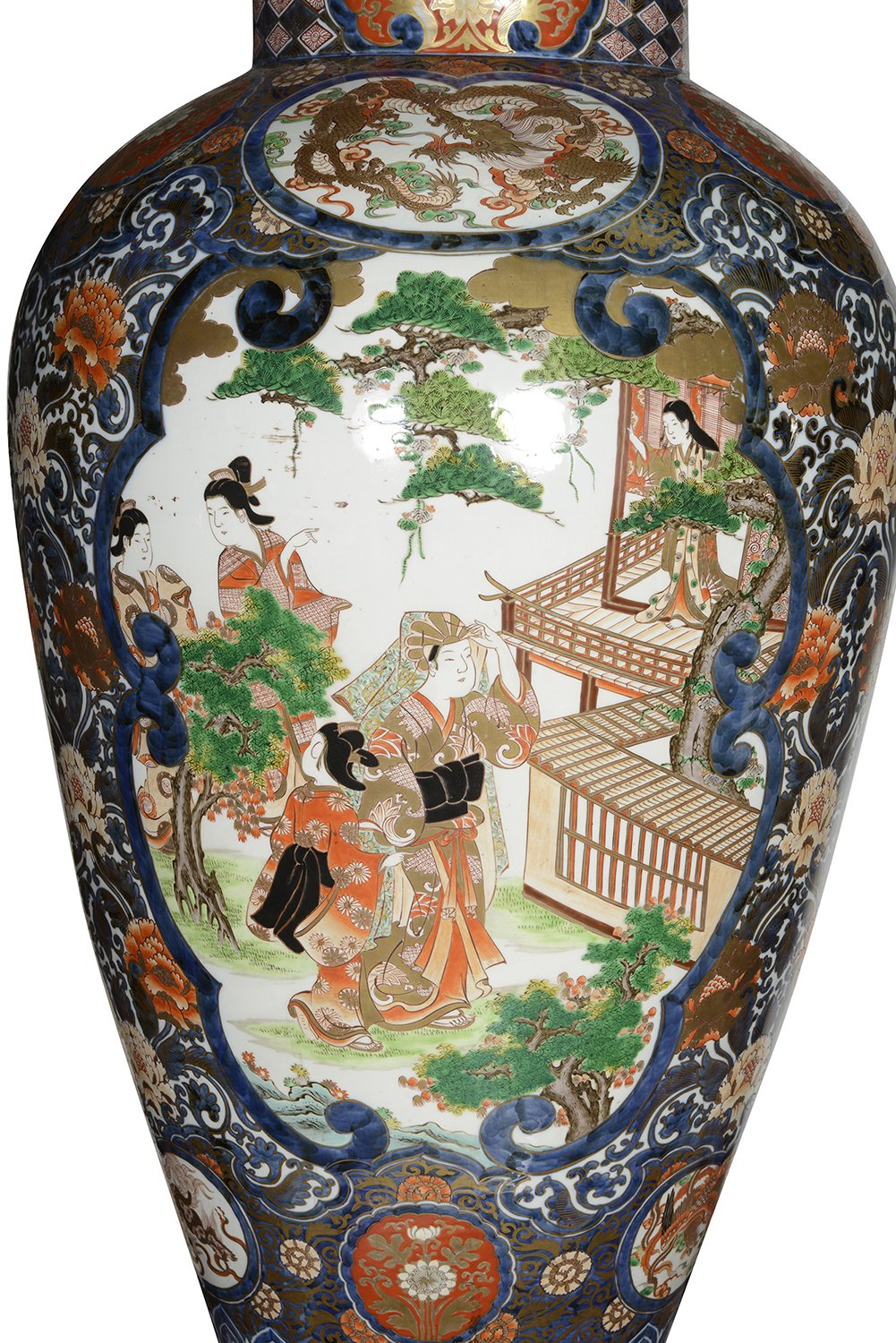 Large pair Imari lidded vases, C19th 4'3"