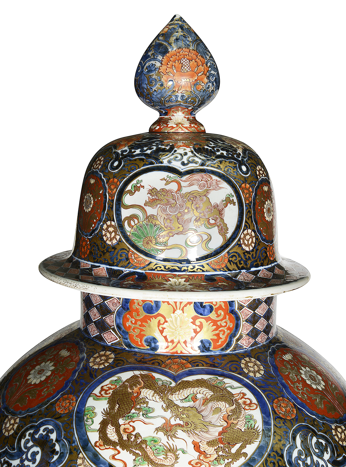 Large pair Imari lidded vases, C19th 4'3"