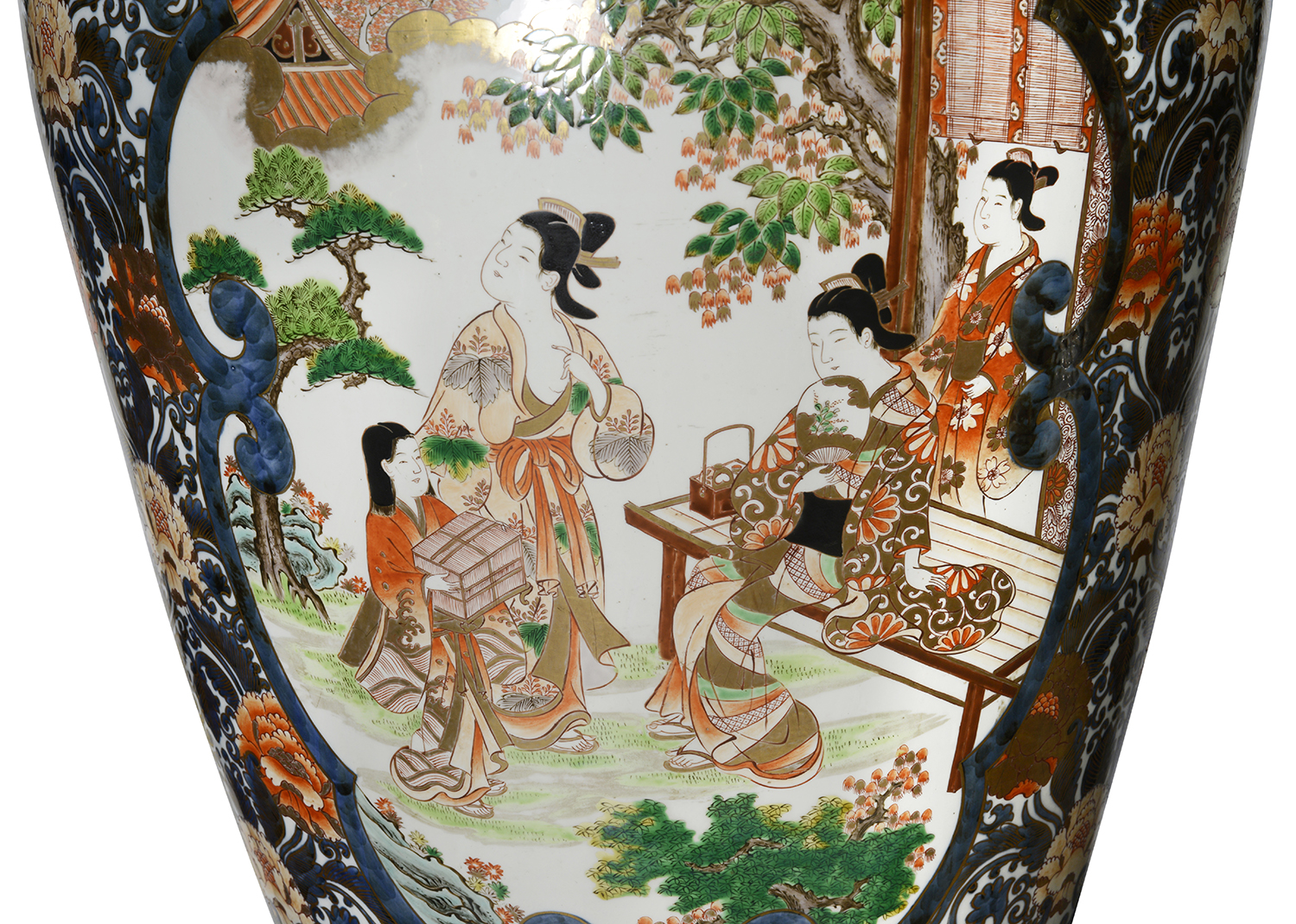 Large pair Imari lidded vases, C19th 4'3"