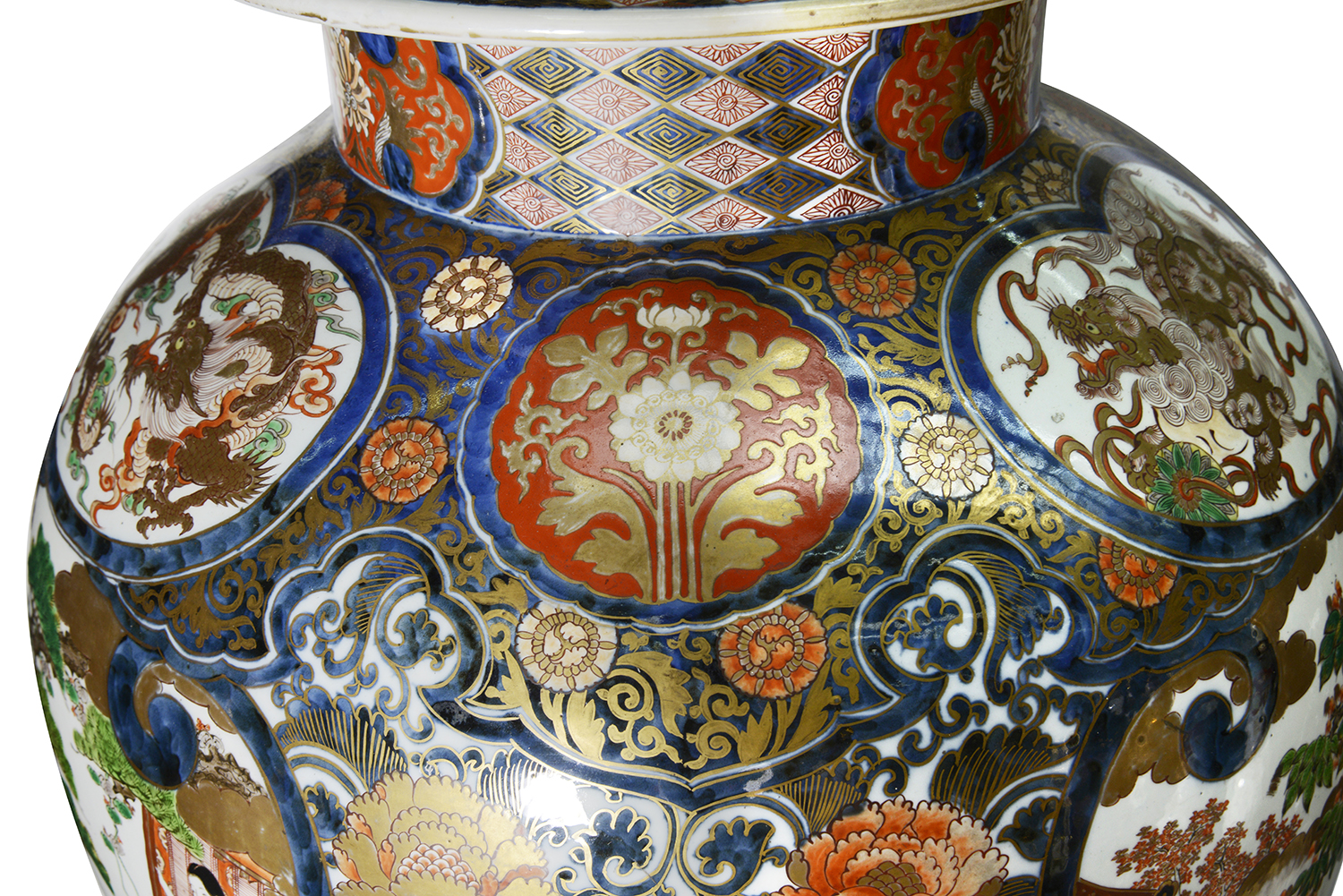 Large pair Imari lidded vases, C19th 4'3"