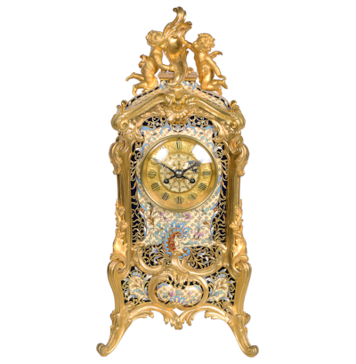French Louis XVI style enamel mantel clock, C19th