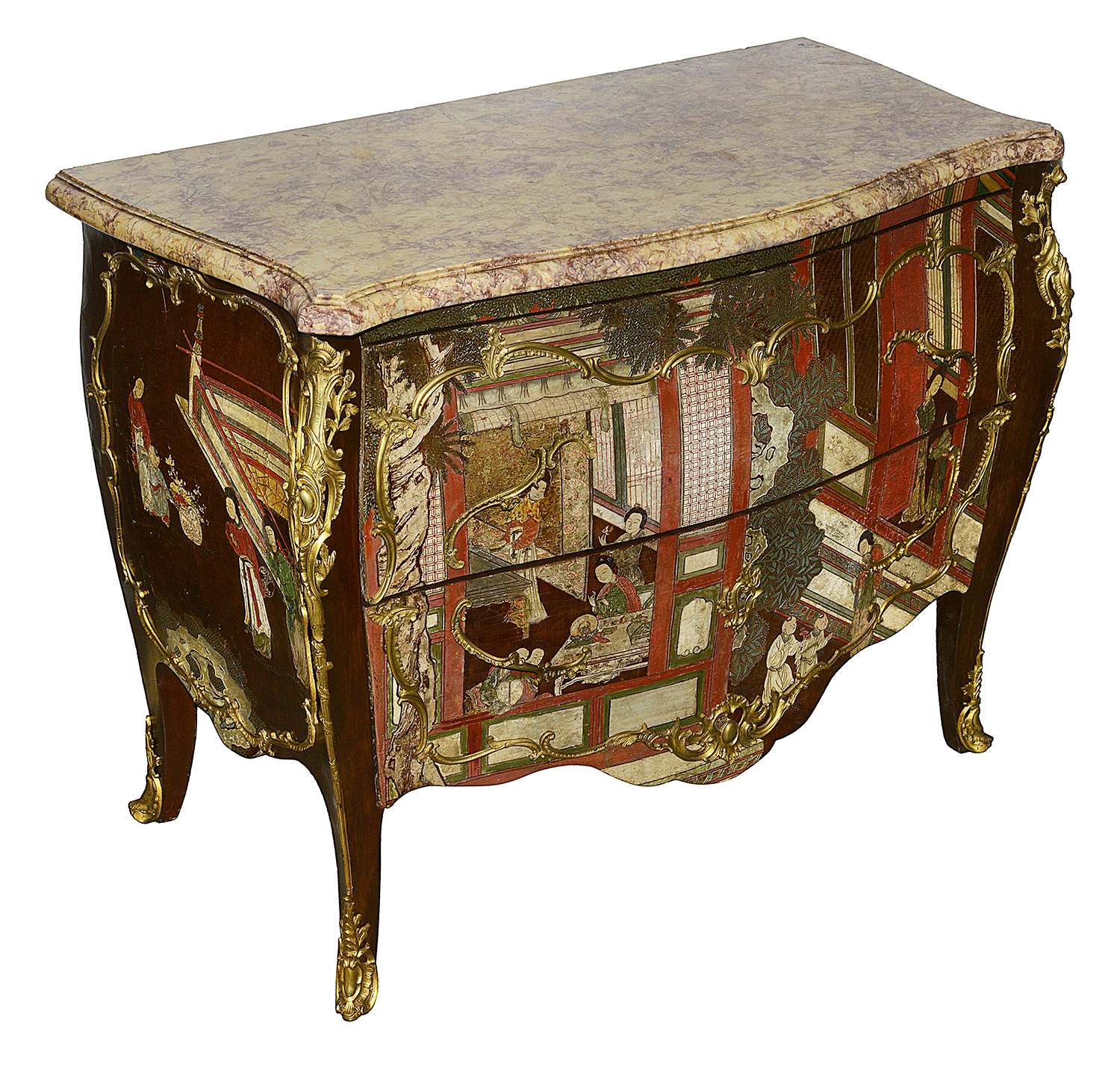 18th Century style Chinoiserie lacquer commode.
