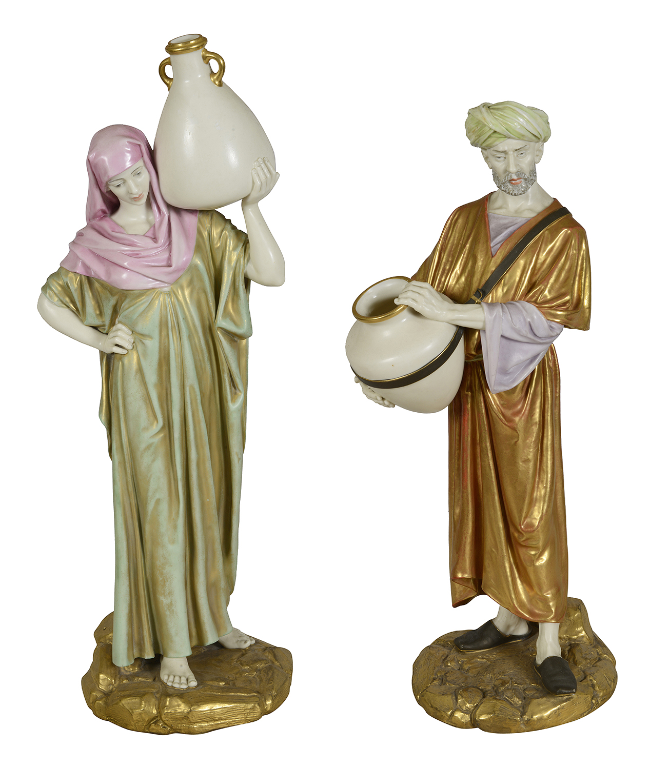 Pair of Hadley Worcester Arab Water carriers, late C19th