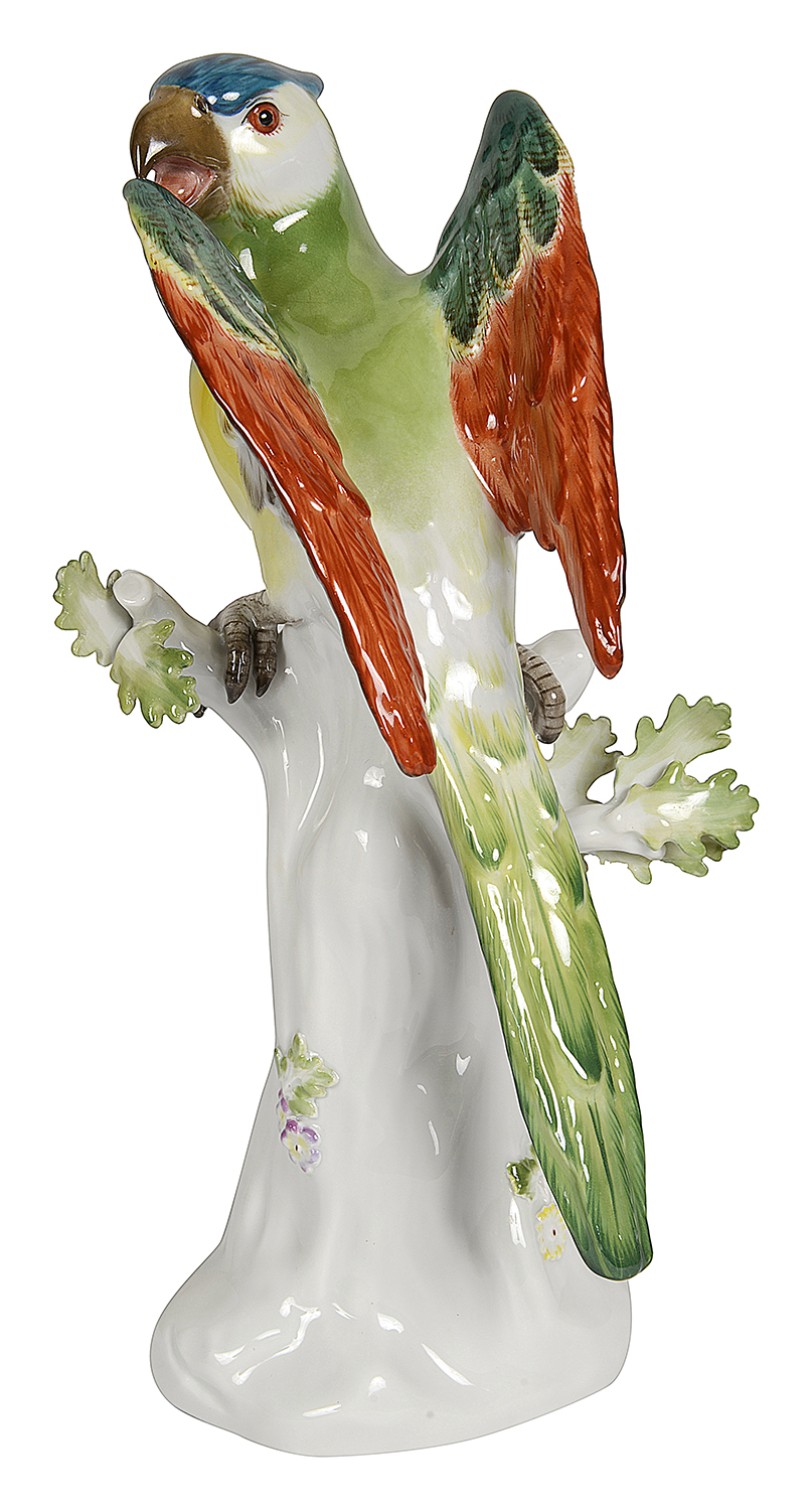 Late C19th Meissen Parrot, 26cm