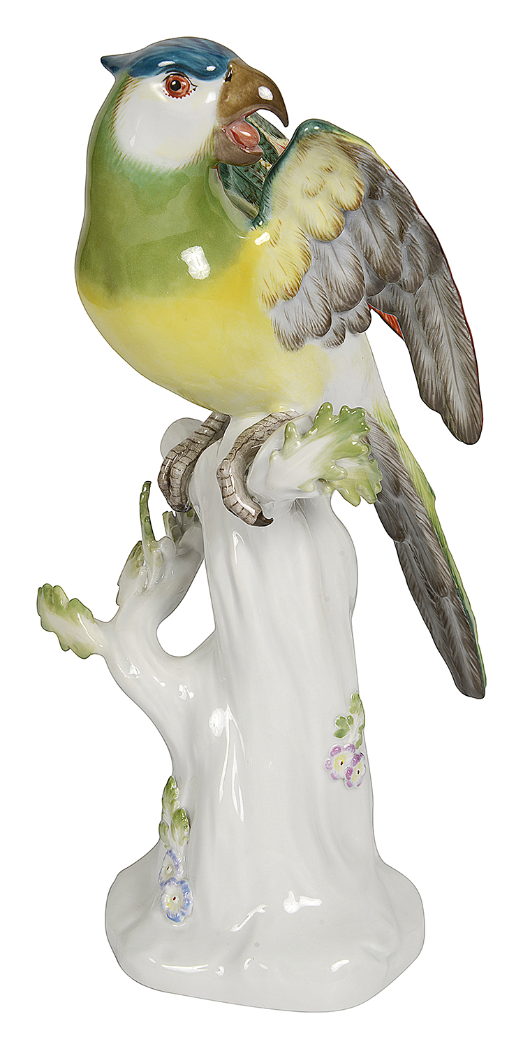 Late C19th Meissen Parrot, 26cm