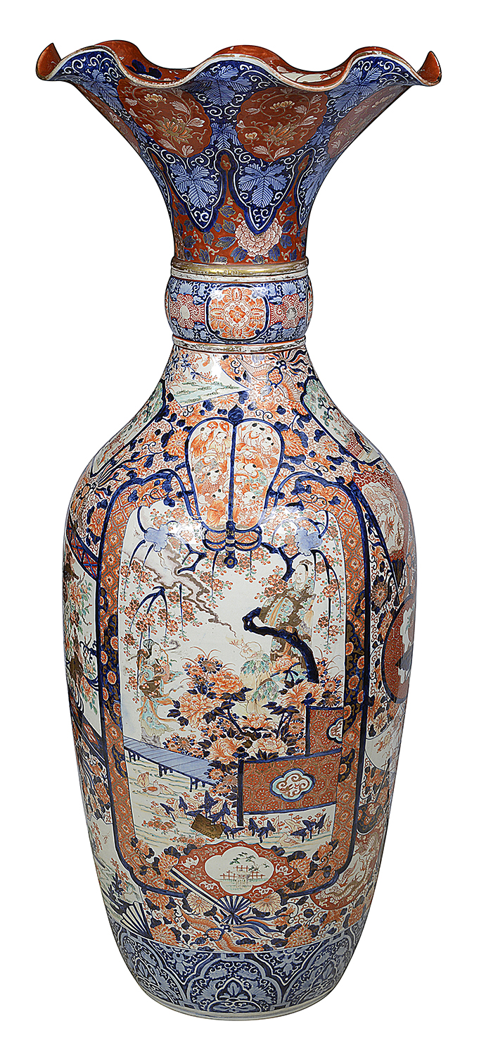Large Japanese Imari vase, circa 1880. 4'10" (147cm) high