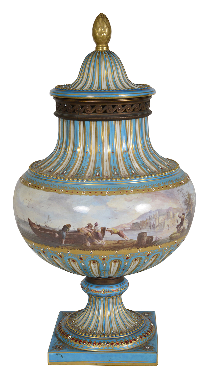 Large Sevres style lidded Vase, circa 1880, 56cm