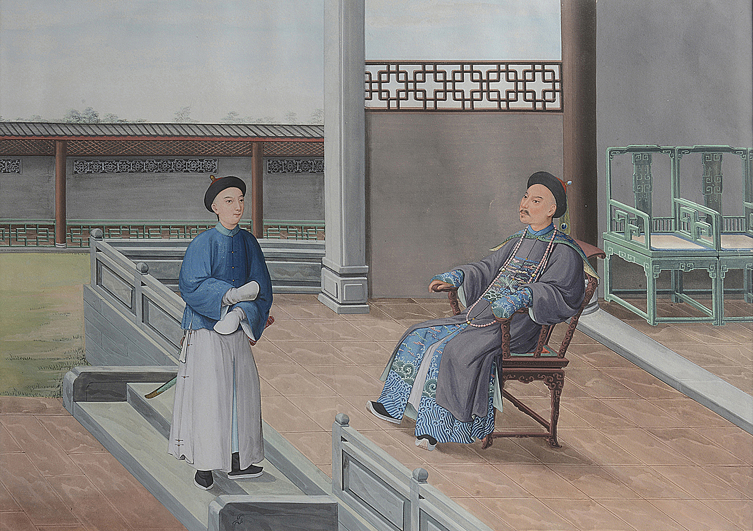 An enchanting set of 4 Chinese Canton watercolours, circa 1820. 
