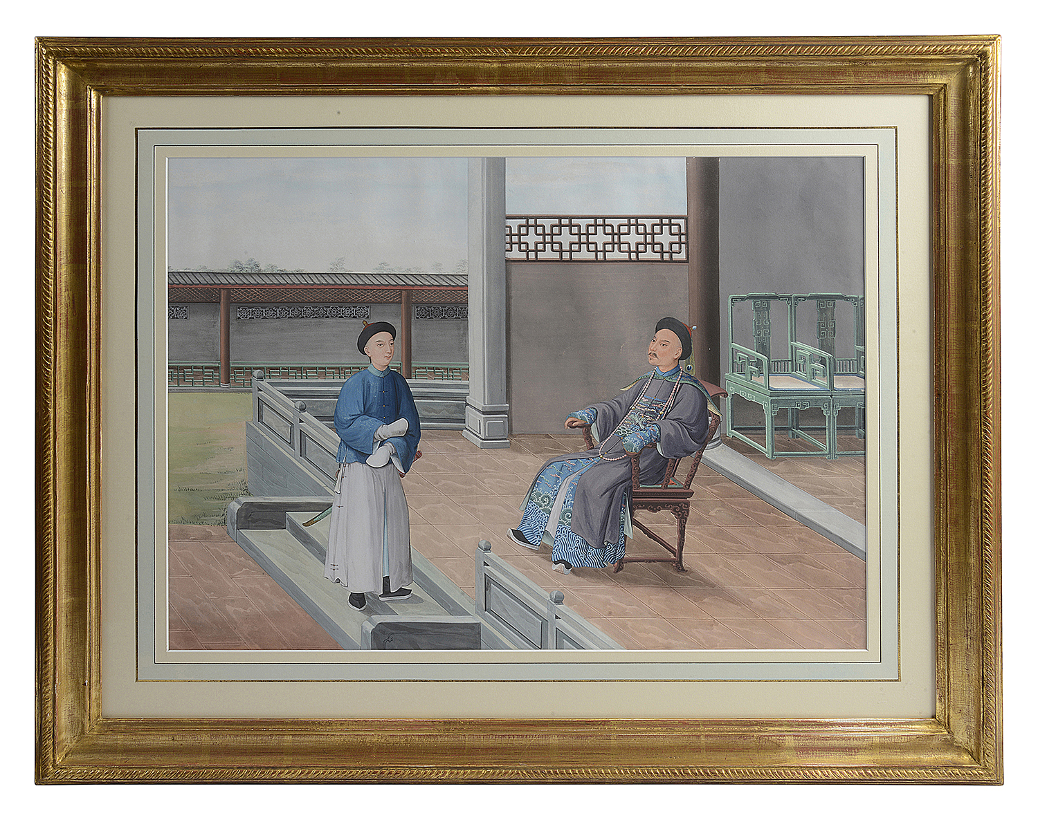 An enchanting set of 4 Chinese Canton watercolours, circa 1820. 