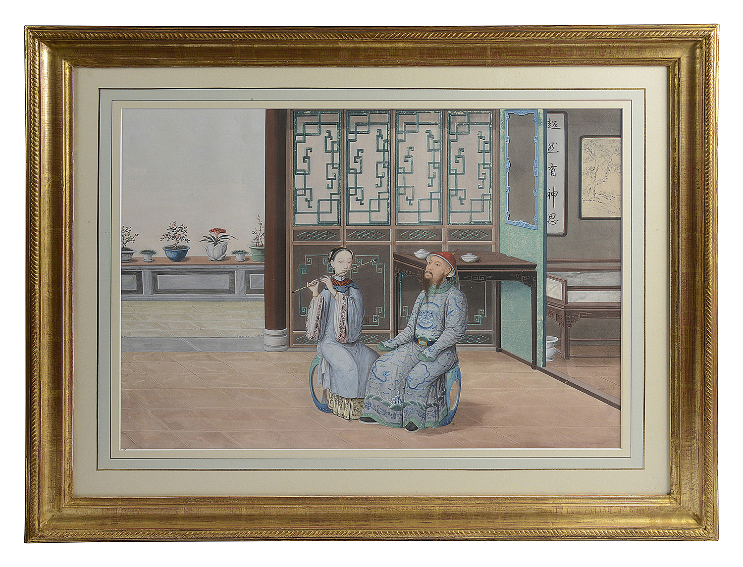 An enchanting set of 4 Chinese Canton watercolours, circa 1820. 