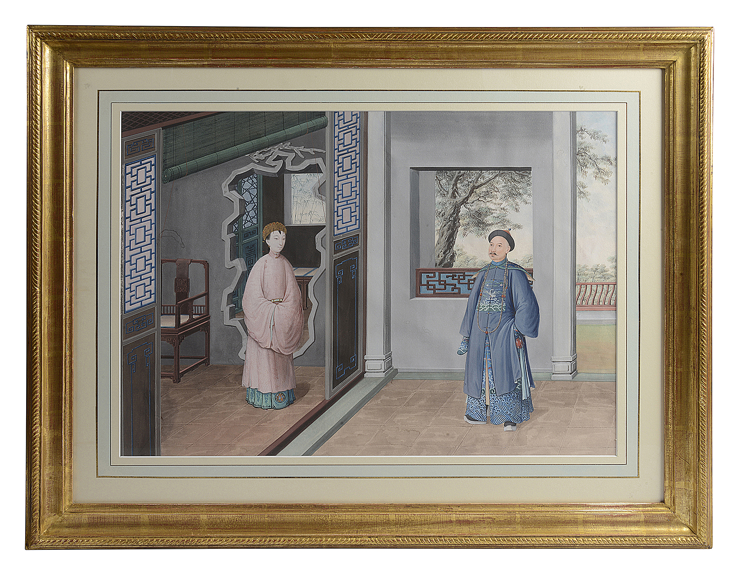 An enchanting set of 4 Chinese Canton watercolours, circa 1820. 