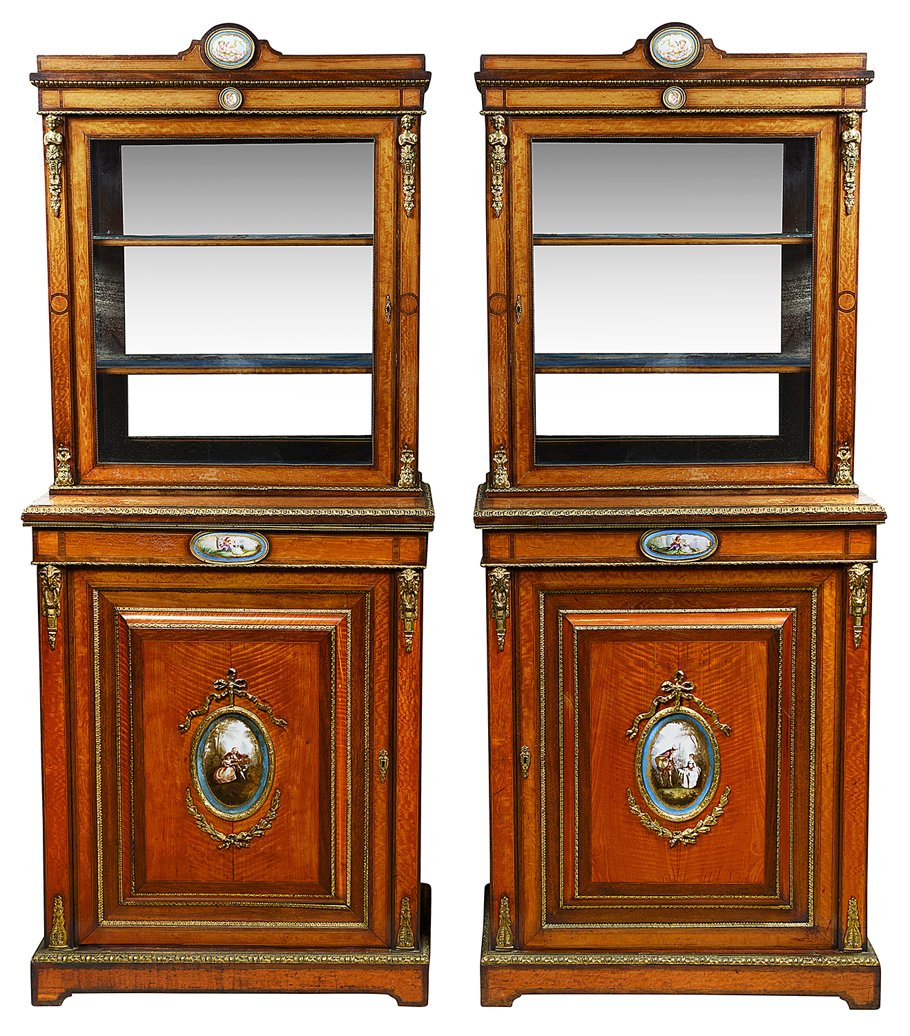 Pair Satinwood Pier Cabinets, circa 1880.