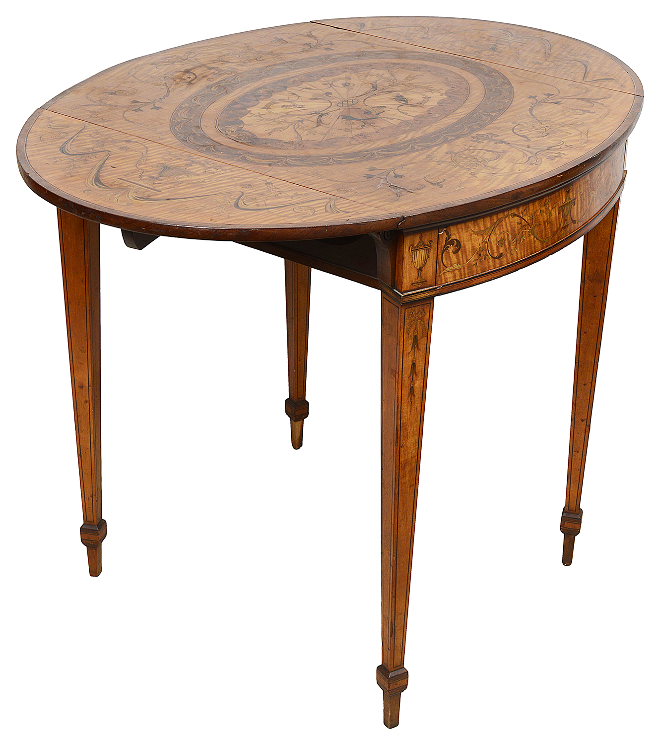 Sheraton revival Satinwood inlaid Pembroke table.