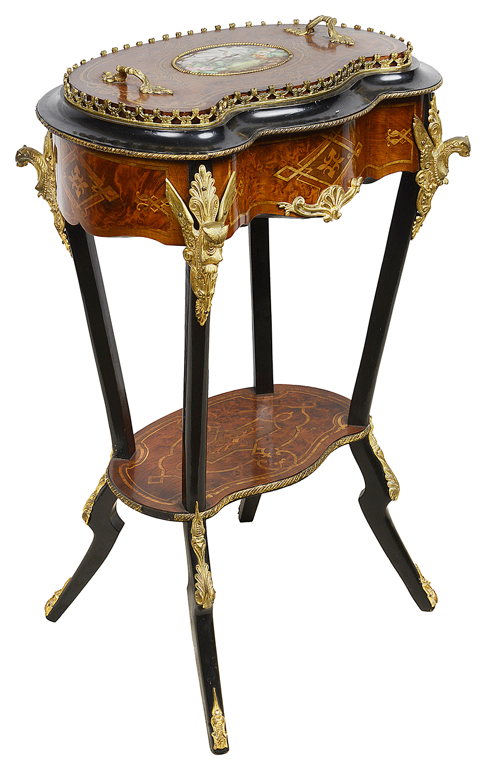 C19th Marquetry inlaid side table / jardiniere.